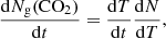 $$ \begin{aligned} \frac{\mathrm{d}N_{\rm g}(\mathrm{CO}_2)}{\mathrm{d}t} = \frac{\mathrm{d}T}{\mathrm{d}t}\frac{\mathrm{d}N}{\mathrm{d}T}, \end{aligned} $$