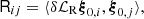 $$ \begin{aligned} \mathsf R _{ij} = \langle \delta \mathcal{L} _{\rm R} \boldsymbol{\xi }_{0,i} , \boldsymbol{\xi }_{0,j} \rangle , \\ \end{aligned} $$