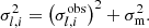 $$ \begin{aligned} \sigma _{l, i}^2 = \left(\sigma _{l, i}^\mathrm{obs} \right)^2+{\sigma _{\rm m}^2.} \end{aligned} $$