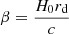 $ \beta=\frac{H_0 r_{\mathrm{d}}}{c} $