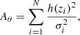 $$ \begin{aligned}&A_{\theta } = \sum _{i = 1}^{N} \frac{h(z_i)^2}{\sigma _i^2}, \end{aligned} $$
