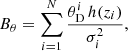$$ \begin{aligned}&B_{\theta } = \sum _{i = 1}^{N} \frac{{\theta }_{\rm D}^{i}\, h(z_i)}{\sigma _i^2}, \end{aligned} $$