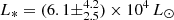 $ L_*=(6.1\pm_{2.5}^{4.2})\times 10^4\,L_\odot $