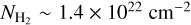 ${N_{{{\rm{H}}_2}}}\~1.4 \times {10^{22}}{\rm{c}}{{\rm{m}}^{ - 2}}$