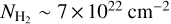${N_{{{\rm{H}}_2}}}\~7 \times {10^{22}}{\rm{c}}{{\rm{m}}^{ - 2}}$