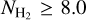 ${N_{{{\rm{H}}_2}}} \ge 8.0$