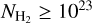 ${N_{{{\rm{H}}_2}}} \ge {10^{23}}$