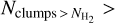${N_{{\rm{clumps}}}} > {N_{{{\rm{H}}_2}}} > $