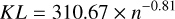 $KL = 310.67 \times {n^{ - 0.81}}$