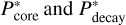 $P_{{\rm{core}}}^*{\rm{and}}P_{{\rm{decay}}}^*$