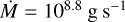 $\[\dot{M}=10^{8.8} \mathrm{~g} \mathrm{~s}^{-1}\]$