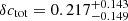 $ \delta c_{\mathrm{tot}}=0.217^{+0.143}_{-0.149} $