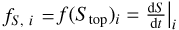 ${f_S},i = f{\left( {{S_{{\rm{top }}}}} \right)_i} = {\left. {{{{\rm{d}}S} \over {{\rm{d}}t}}} \right|_i}$