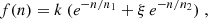 $$ \begin{aligned} {f(n) = k\ ({e^{-n/n_1} + \xi \,e^{-n/n_2}})\;}, \end{aligned} $$