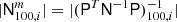 $ |\mathsf{N}^{m}_{100, i}| = |(\mathsf{P}^T \mathsf{N}^{-1} \mathsf{P})^{-1}_{100, i}| $