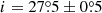 $ i=27{{\overset{\circ}{.}}}5\pm0{{\overset{\circ}{.}}}5 $