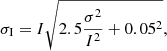 $$ \begin{aligned} \sigma _{\rm I}=I\sqrt{2.5 \frac{\sigma ^2}{I^2} + 0.05^2}, \end{aligned} $$