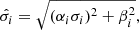 $$ \begin{aligned} \hat{\sigma _{i}}=\sqrt{(\alpha _{i}\sigma _{i})^{2}+\beta _{i}^{2}}, \end{aligned} $$