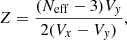$$ \begin{aligned} Z=\frac{(N_{\rm eff}-3)V_{ y}}{2(V_x -V_{ y})}, \end{aligned} $$
