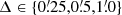 $ \Delta \in \{0{{\overset{\prime}{.}}}25,0{{\overset{\prime}{.}}}5,1{{\overset{\prime}{.}}}0\} $