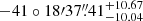 $ -41\circ18{\prime}37{{\overset{\prime\prime}{.}}}41^{+10.67}_{-10.04} $