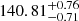 $ 140.81^{+0.76}_{-0.71} $