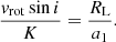 $$ \begin{aligned} \frac{v_{\rm rot}\sin {i}}{K} = \frac{R_{\rm L}}{a_{1}}. \end{aligned} $$