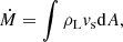 $$ \begin{aligned} \dot{M}=\int {\rho _{\rm L}v_{\rm s}\mathrm{d}A}, \end{aligned} $$