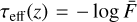 $\[\tau_{\text {eff }}(z)=-\log \bar{F}\]$
