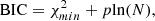 $$ \begin{aligned} \mathrm{BIC} = \chi ^2_{min} + p\mathrm{ln}(N), \end{aligned} $$