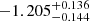 $ -1.205_{-0.144}^{+0.136} $
