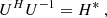 $$ \begin{aligned} U^HU^{-1} = H^* \ , \end{aligned} $$