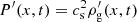$ {P^\prime(x,t) = c_{\rm s}^2 \rho^\prime_{{\rm g}}(x,t)} $