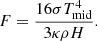 $$ \begin{aligned} F = \frac{16 \sigma T_\mathrm{mid} ^4}{3 \kappa \rho H}. \end{aligned} $$