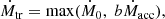 $$ \begin{aligned} \dot{M}_\mathrm{tr} = \mathrm{max} (\dot{M}_0,\; b \dot{M}_\mathrm{acc} ), \end{aligned} $$