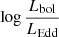 $ \log \frac{L_{\mathrm{bol}}}{L_{\mathrm{Edd}}} $