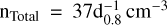 ${{\rm{n}}_{{\rm{Total}}}}{\rm{ = }}{\rm{37d}}_{{\rm{0}}.{\rm{8}}}^{ - {\rm{1}}}{\rm{c}}{{\rm{m}}^{ - {\rm{3}}}}$