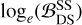 ${\log _e}\left( {{\cal B}_{{\rm{DS}}}^{{\rm{SS}}}} \right)$