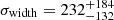 $ \sigma_{\mathrm{width}}=232_{-132}^{+184} $