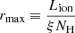 $$ \begin{aligned} r_{\max } \equiv \frac{L_{\rm ion}}{\xi N_{\rm H}} \end{aligned} $$