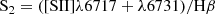 $$ \begin{aligned} \mathrm{S}_{2}&=([\mathrm{SII}]\lambda 6717+\lambda 6731)/\mathrm{H}\beta \end{aligned} $$