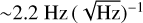 $\~2.2{\rm{Hz}}{(\sqrt {{\rm{Hz}}} )^{ - 1}}$