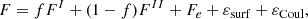 $$ \begin{aligned} F&= fF^I + (1-f)F^{II} + F_e +\varepsilon _{\rm surf} + \varepsilon _{\rm Coul} , \end{aligned} $$