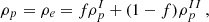 $$ \begin{aligned} \rho _p&= \rho _e=f\rho _p^I+(1-f)\rho _p^{II} \, , \end{aligned} $$