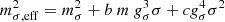 $$ \begin{aligned} m_{\sigma ,\mathrm{eff}}^{2}&= m_{\sigma }^{2}+{ b ~m~g_\sigma ^3}{\sigma }+{c g_\sigma ^4}{\sigma }^{2} \end{aligned} $$