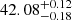 $ 42.08^{+0.12}_{-0.18} $