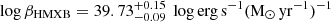 $ \log \beta_{\mathrm{HMXB}} = 39.73^{+0.15}_{-0.09}~\log \rm erg\, s^{-1}(M_{\odot}\,yr^{-1})^{-1} $