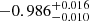 $ -0.986^{+0.016}_{-0.010} $