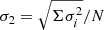 $ \sigma_2 = \sqrt{\Sigma \sigma_i^2}/N $