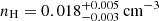 $ n_{\mathrm{H}}=0.018_{-0.003}^{+0.005}\,\mathrm{cm^{-3}} $